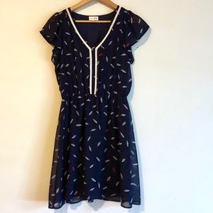Maison Jules navy blue dress, lace detail